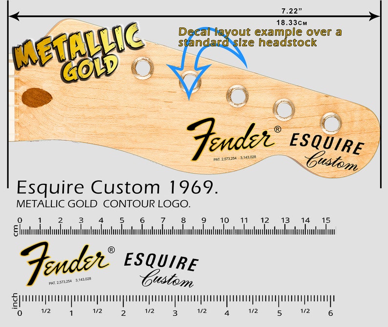 Fender Esquire Custom 1969 Waterslide Decal Metallic Gold Etsy