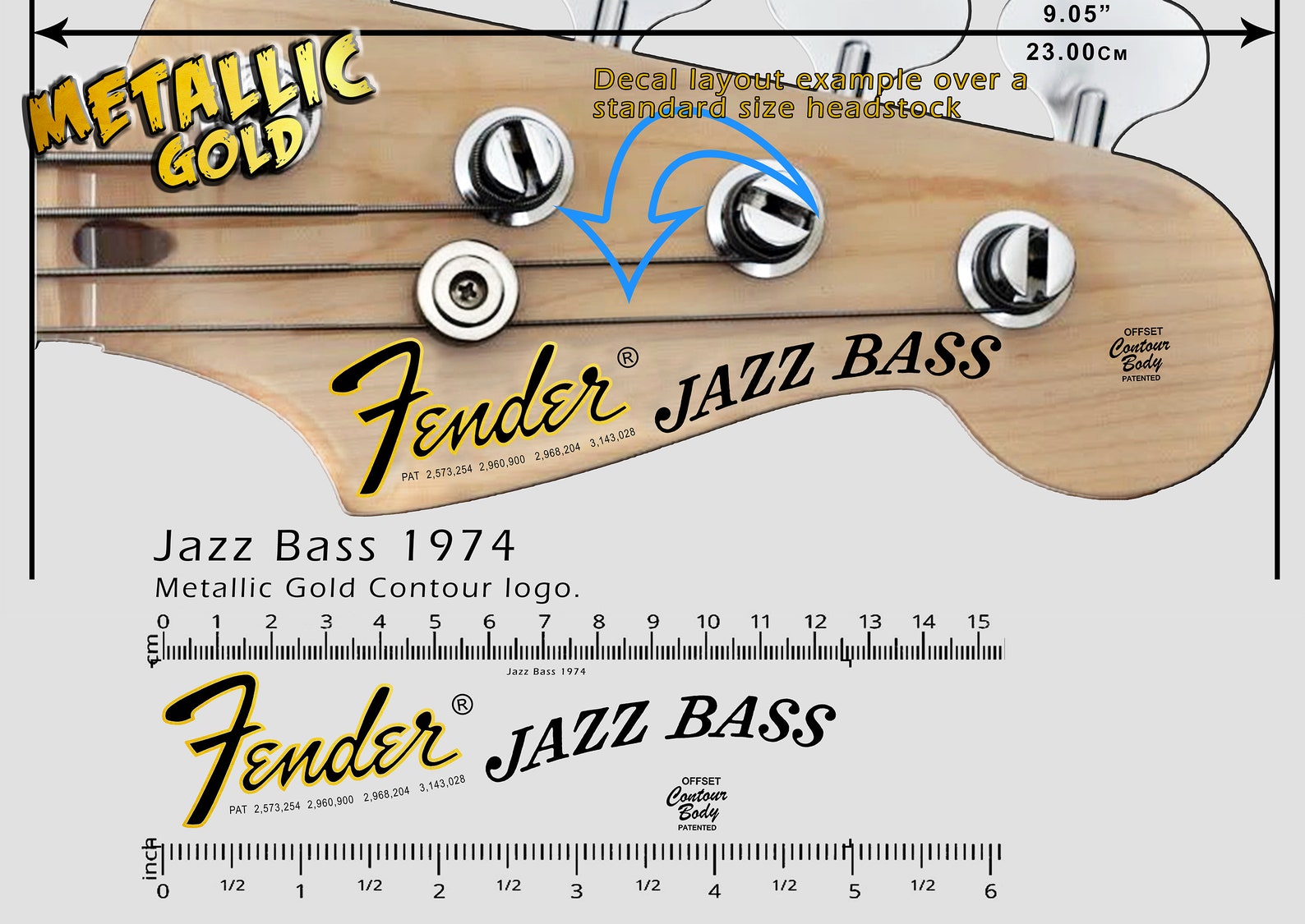 Fender Jazz Bass 1974 Waterslide Decal Metallic Gold Logo Etsy