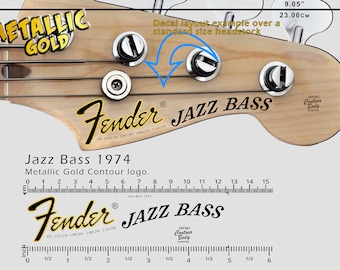 Fender Jazz Bass 1974 - Décalque Waterslide - Logo Or Métallisé