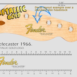 Fender Telecaster 1966 - Waterslide decal - Metallic Gold Logo