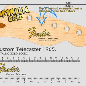 Fender Custom Telecaster 1965 - Waterslide decal - Metallic Gold Logo