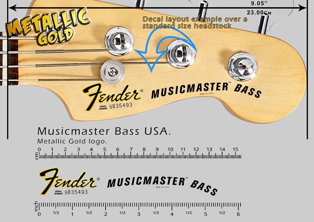 Fender Musicmaster Bass USA Waterslide Decal Metallic Gold Etsy