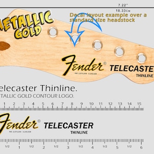 Fender Telecaster Thinline - Waterslide decal - Metallic Gold Logo