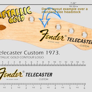 Fender Telecaster Custom 1973 - Waterslide decal - Metallic Gold Logo