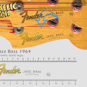 Fender Jazz Bass 1964 - Waterslide decal - Metallic Gold Logo