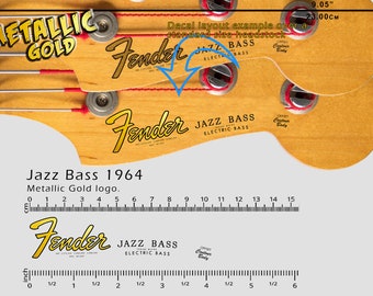 Fender Jazz Bass 1964 - Décalcomanie toboggan - Logo or métallisé