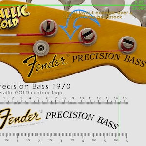 Fender Precision Bass 1970 - Waterslide decal - Metallic Gold Logo
