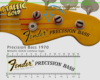 Fender Precision Bass 1970 - Décalcomanie toboggan - Logo or métallisé