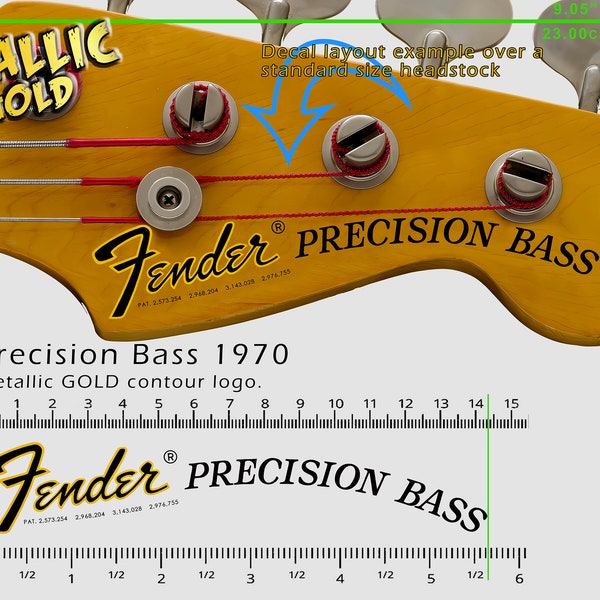 Fender Precision Bass 1970 - Waterslide-embleem - Metallic goudlogo
