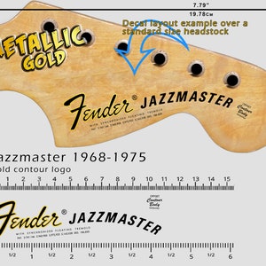 Fender Jazzmaster 1968-1975 - Waterslide decal - Metallic Gold Logo
