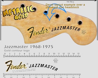 Fender Jazzmaster 1968-1975 - sticker waterglijbaan - metallic gouden logo
