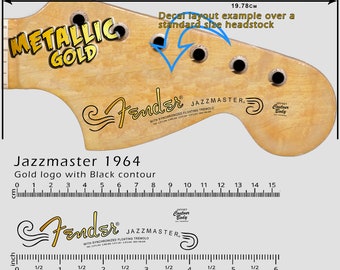 Fender Jazzmaster CBS 1964 - Naklejka wodna - Metaliczne złote logo