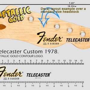 Fender Telecaster Custom 1978 USA - Waterslide decal - Metallic Gold Logo
