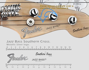 Fender Jazz Bass Southern Cross - Waterslide decal - Metallic Silver Logo