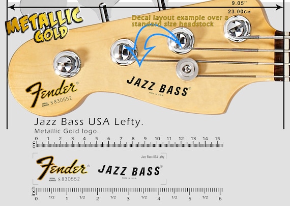 Fender Jazz Bass USA Lefty - GOLD - Waterslide Decal - Etsy