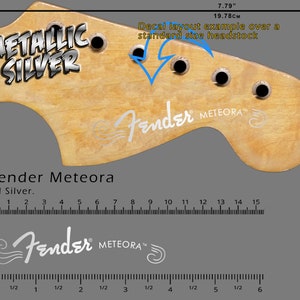 Fender Meteora - Waterslide decal - ALL SILVER Logo