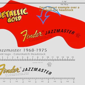 Fender Jazzmaster 1968-1975 (Reversed Color logo) - GOLD - Waterslide decal