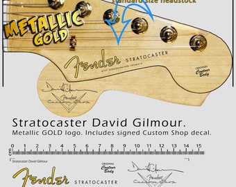 Fender Stratocaster David Gilmour - Waterslide decal - Metallic Gold Logo