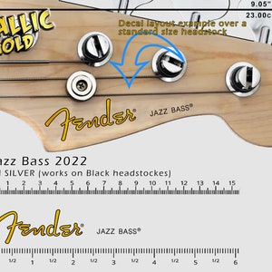 Fender Jazz Bass 2022- Waterslide decal - Metallic Gold Logo
