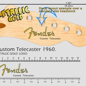 Fender Custom Telecaster 1960 - Waterslide decal - Metallic Gold Logo