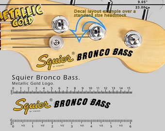 Bajo Squier Bronco - Calcomanía al agua con logotipo dorado