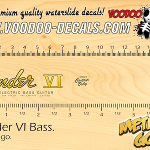 Fender VI Bass - Waterslide decal - Metallic Gold Logo