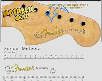 Fender Meteora - Waterslide decal - Metallic Gold Logo