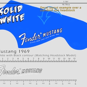 Fender Mustang 1969 - Waterslide decal - White Logo