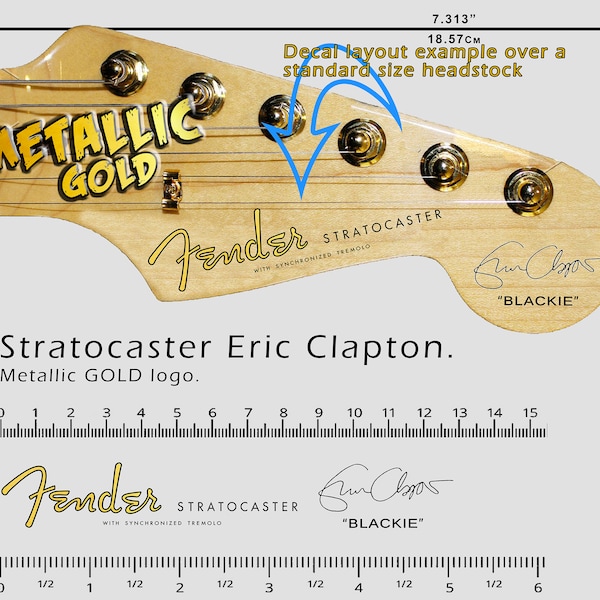 Fender Stratocaster Eric Clapton (Blackie) - Waterslide decal - Metallic Gold Logo