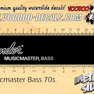 Fender Musicmaster Bass 70s - Waterslide decal - ALL SILVER Logo