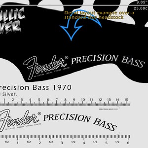 Fender Precision Bass 1970 - Waterslide decal - ALL SILVER Logo
