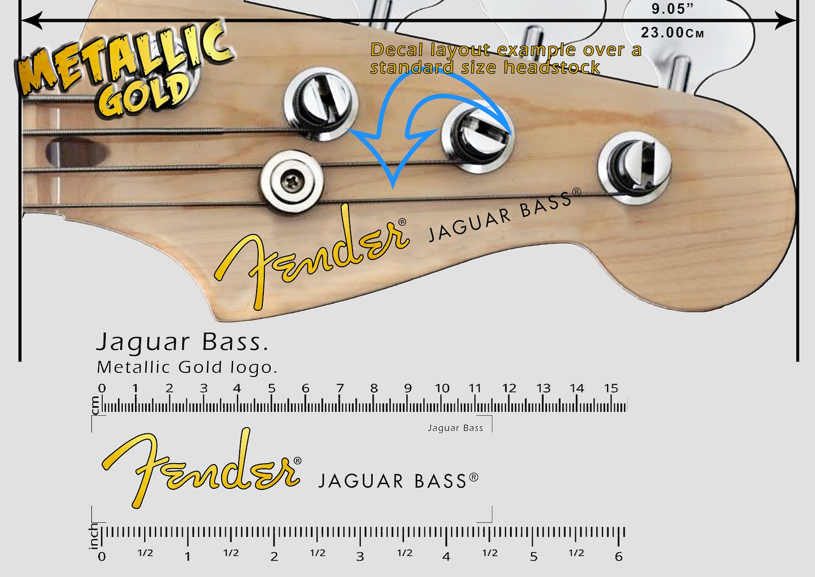 Fender Jaguar Bass Waterslide Decal Metallic Gold Logo Etsy