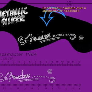 Fender Jazzmaster 1964 - Waterslide decal - Metallic ALL SILVER Logo