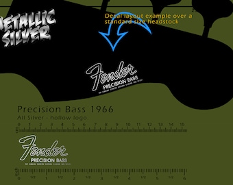 Fender Precision Bass 1966 - Waterslide decal - ALL SILVER Logo