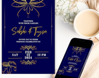 Bewerkbare Indiase huwelijksuitnodiging: elegant ontwerp (digitale download)