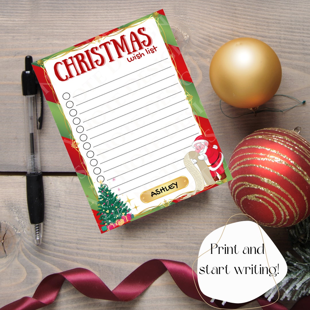 DOWNLOADABLE Christmas List. Santa Christmas List. Christmas Etsy