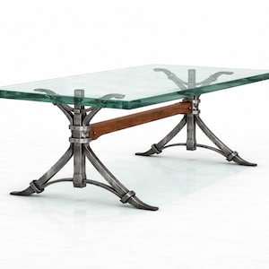 Custom Hand-Forged Wrought Iron Table Base, Heavy Duty Blacksmith Design