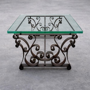 Custom Hand-Forged Wrought Iron Pedestal Table Base, Heavy Duty Blacksmith Furniture Legs