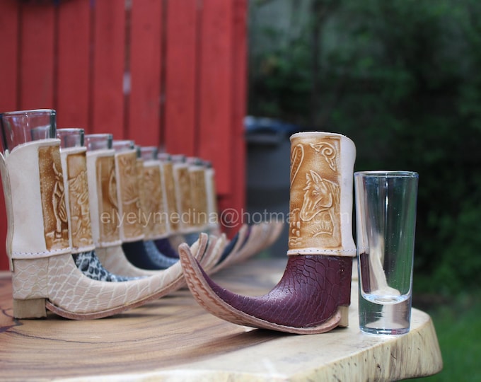 4 Pack Mexican Leather Mini Boot Tequila Shot - Original Artisan Bota ...