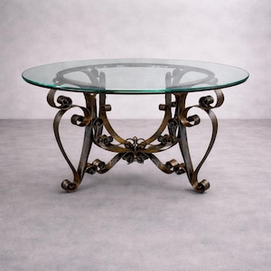 Custom Hand-Forged Wrought Iron Table Base, Heavy Duty Blacksmith Furniture Support