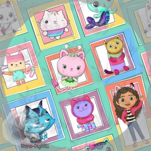 Gabby Seamless Pattern Dollhouse and friends Print