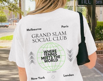 Tennis Social Club Tee Grand Slam Shirt Backprint Tennis Shirt Preppy Tennis Aesthetic Streetwear Vibe Tennis Lover Gift Ideas Country Club