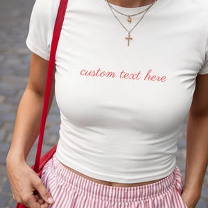 Custom Text Baby Tee Y2K aesthetic TikTok Trend Croquette Shirt Aesthetic Y2K Fashion 90s Clothing Classic Baby Crewneck Tshirt Custom Crop