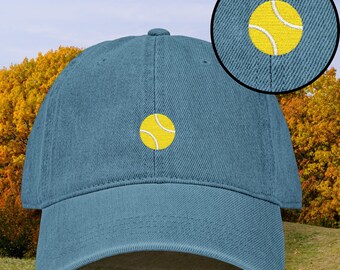 Uroczy haftowany kapelusz tenisowy z regulowaną czapką dżinsową, pomysł na prezent dla miłośnika tenisa, gracz, sportowy dodatek vintage, klub wiejski