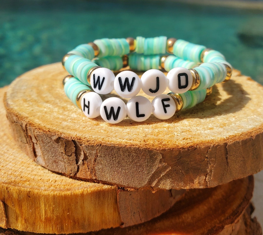 WWJD & HWLF Beaded Bracelets Heishi Bracelet Clay Beaded - Etsy