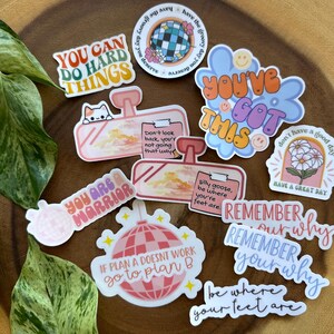 Wählen Sie Ihr eigenes 5er-Pack mit positiven Aufklebern - Motivation, Selbstfürsorge, Affirmation Vinyl Aufkleber