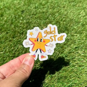 Gold Star Positive Affirmation Holographischer Aufkleber | Self-Care Motivations Aufkleber | Inspirierender handgemachter Vinyl-Aufkleber