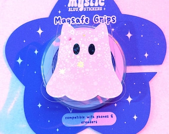 Supporto MagSafe Cat Ghost: supporto per telefono a tema libri spettrali, design originale / Mysticbluustickers™