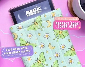 Funda para Kindle con diseño de polilla estilo Cottagecore / Estuche acolchado para lector electrónico Kindle Paperwhite / Regalo para lectores amantes de la brujería / Mysticbluustickers™