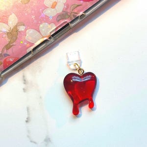 Red Bleeding Heart Kindle Charm: Gothic Bookish Accessory